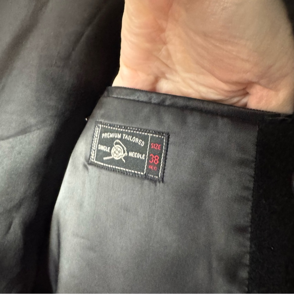 John Varvatos Classic Wool Blend Black Pea Coat Size 38 Regular - Picture 3 of 14